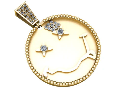 PENDENTE CON MONETA FACCIA SMILEY MODELLO STAMPABILE 3D Modello 3D