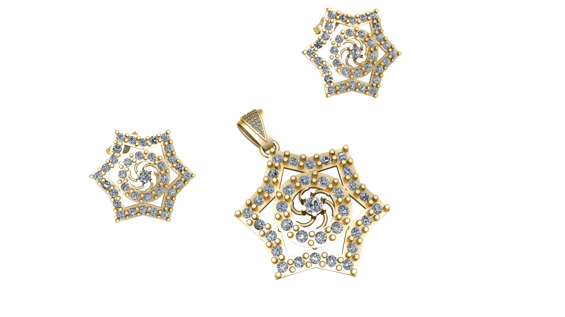 HEXAGRAM SHAPE DIAMOND LOCKET SET 3D PRINTABLE MODEL 3D Model .c4d .max .obj .3ds .fbx .stl .blend 