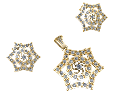 HEXAGRAM SHAPE DIAMOND LOCKET SET 3D PRINTABLE MODEL 3D Model
