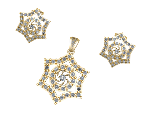 HEXAGRAM SHAPE DIAMOND LOCKET SET 3D PRINTABLE MODEL Modelo 3D