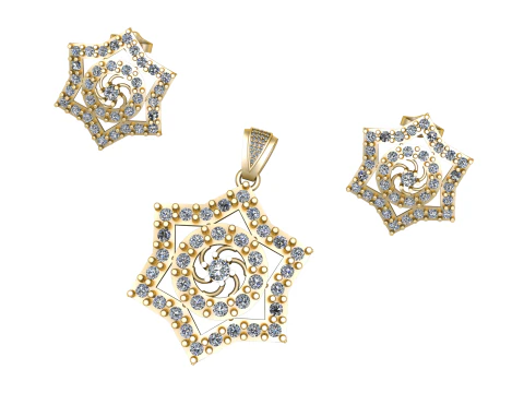HEXAGRAM SHAPE DIAMOND LOCKET SET 3D PRINTABLE MODEL 3D Model