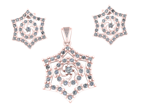 HEXAGRAM SHAPE DIAMOND LOCKET SET 3D PRINTABLE MODEL Modelo 3D