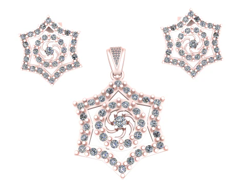HEXAGRAM SHAPE DIAMOND LOCKET SET 3D PRINTABLE MODEL 3D Model