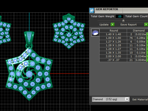 HEXAGRAM SHAPE DIAMOND LOCKET SET 3D PRINTABLE MODEL Modelo 3D