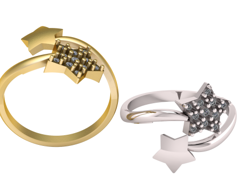 DOUBLE STAR DESIGN RING 3D PRINTABLE MODEL Model 3D