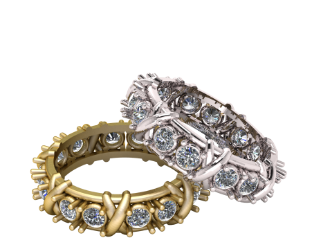MOISSANITE GOLD RING 3D PRINTABLE MODEL 3D Модель