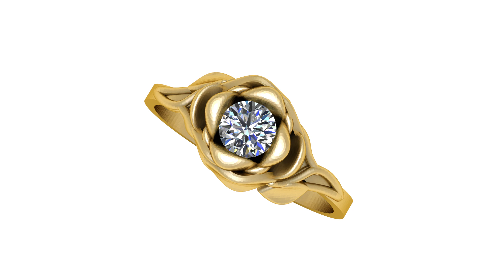 ROSE DESIGN DIAMOND RING 3D PRINTABLE MODEL 3D Model .c4d .max .obj .3ds .fbx .stl .blend