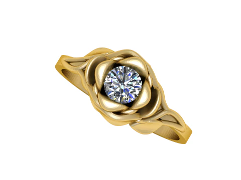 ANELLO CON DIAMANTI DESIGN ROSA MODELLO STAMPABILE 3D Modello 3D