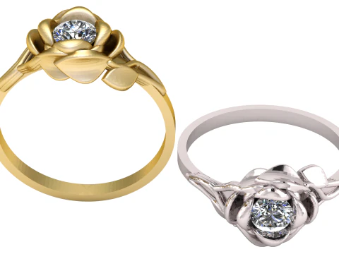 ROSE DESIGN DIAMOND RING 3D PRINTABLE MODEL 3D Model