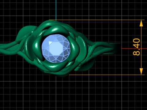 ROSE DESIGN DIAMOND RING 3D PRINTABLE MODEL 3D Model