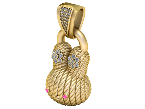 CUTE BUNNY FACE PENDANT 3D PRINTABLE MODEL 3Dモデル