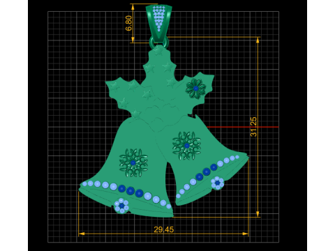 CHRISTMAS BELL PENDANT 3D PRINTABLE MODEL Modello 3D