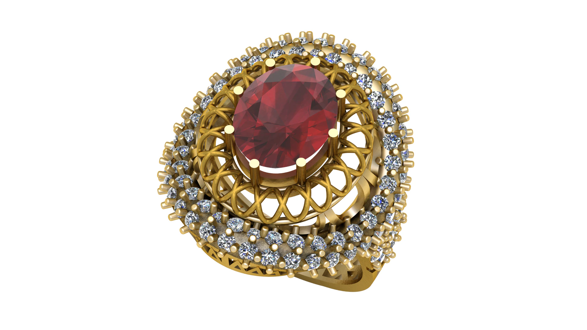 PRINCESS RUBY RING 3D PRINTABLE MODEL 3D Model .c4d .max .obj .3ds .fbx .stl .blend 
