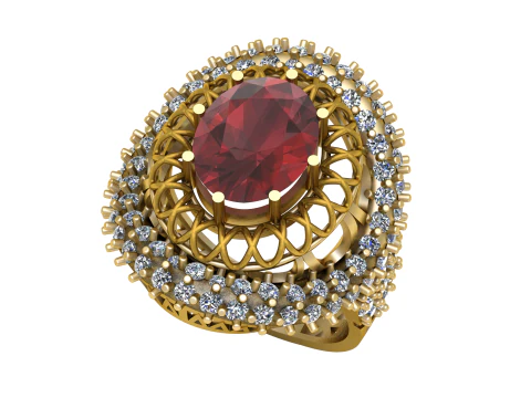 프린세스 루비 링 3D 프린트 가능 모델 3D 모델