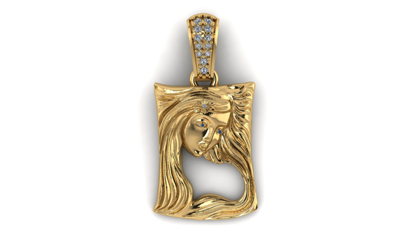 GOLDEN LADY FACE PENDANT 3D PRINTABLE MODEL 3D 模型 .c4d .max .obj .3ds .fbx .stl .blend