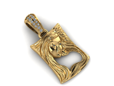 GOLDEN LADY FACE PENDANT 3D PRINTABLE MODEL 3D 模型