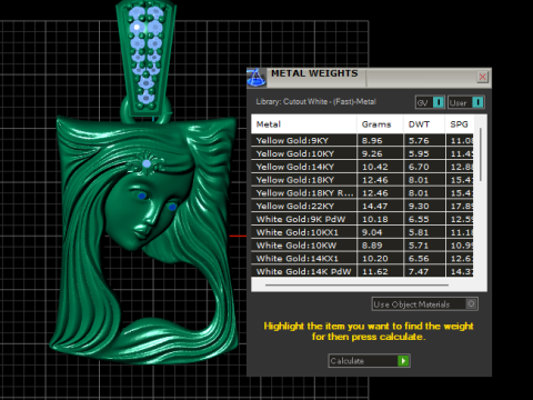 GOLDEN LADY FACE PENDANT 3D PRINTABLE MODEL 3D 模型