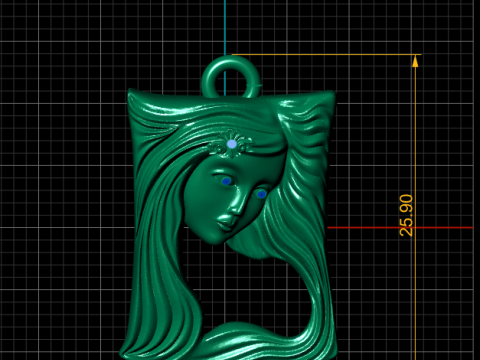 GOLDEN LADY FACE PENDANT 3D PRINTABLE MODEL 3D 模型