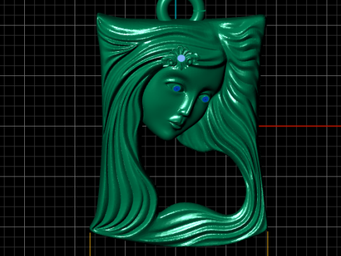 GOLDEN LADY FACE PENDANT 3D PRINTABLE MODEL 3D 模型