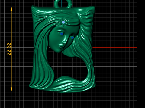 GOLDEN LADY FACE PENDANT 3D PRINTABLE MODEL 3D 模型