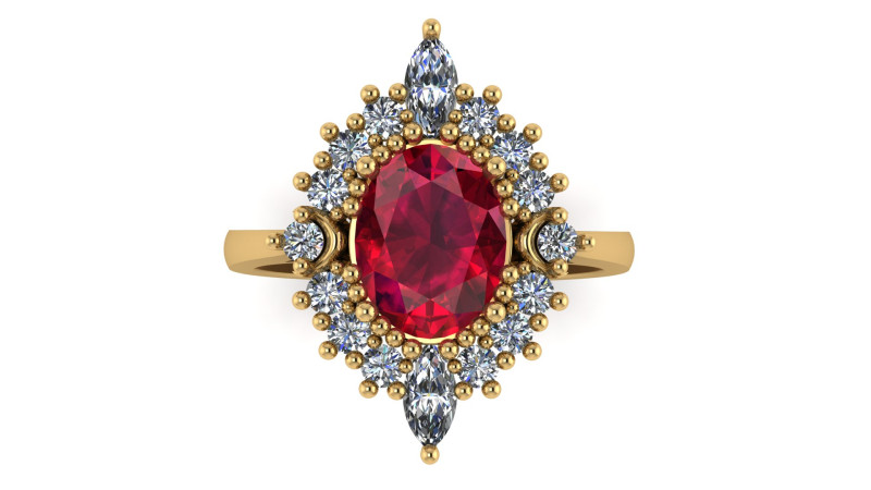 GLAMOROUS RUBY DIAMOND RING 3D PRINTABLE MODEL 3D Модель .c4d .max .obj .3ds .fbx .stl .blend 