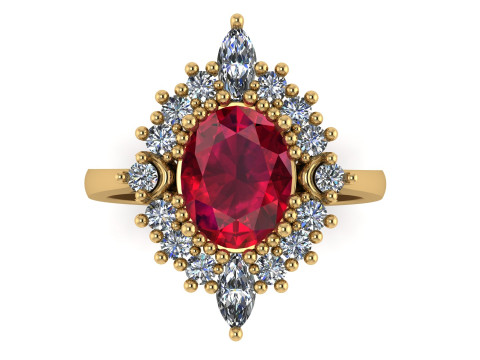 GLAMOROUS RUBY DIAMOND RING 3D PRINTABLE MODEL Model 3D