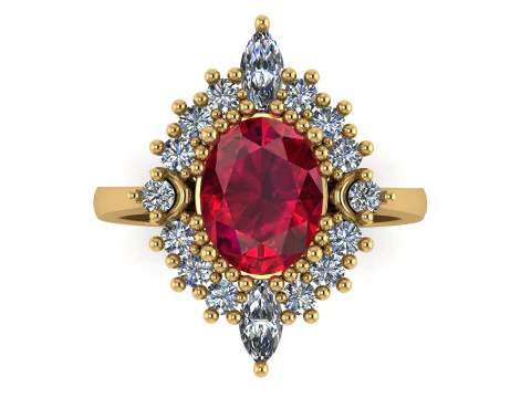 MODEL CETAK 3D CINCIN BERLIAN RUBY GLAMOR Model 3D
