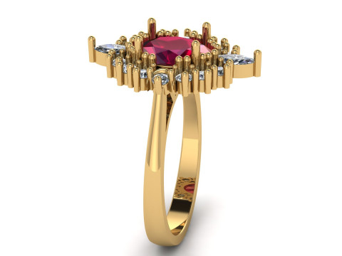 GLAMOROUS RUBY DIAMOND RING 3D PRINTABLE MODEL 3D Модель