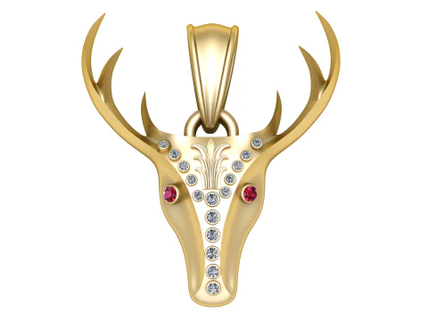 PENDENTIF T&Ecirc;TE D'ANIMAL DE CERF MOD&Egrave;LE IMPRIMABLE 3D Modèle 3D