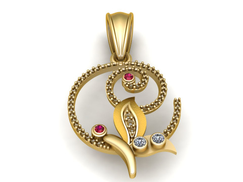 FLOWER DESIGN DIAMOND GOLD PENDANT 3D PRINTABLE MODEL 3D Model