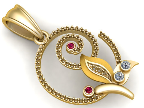 FLOWER DESIGN DIAMOND GOLD PENDANT 3D PRINTABLE MODEL 3D 模型