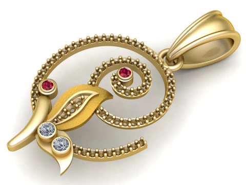 KWIATOWY WISIOREK ZŁOTY DIAMENTOWY MODEL DO DRUKU 3D Model 3D