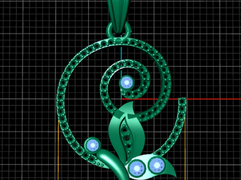 KWIATOWY WISIOREK ZŁOTY DIAMENTOWY MODEL DO DRUKU 3D Model 3D