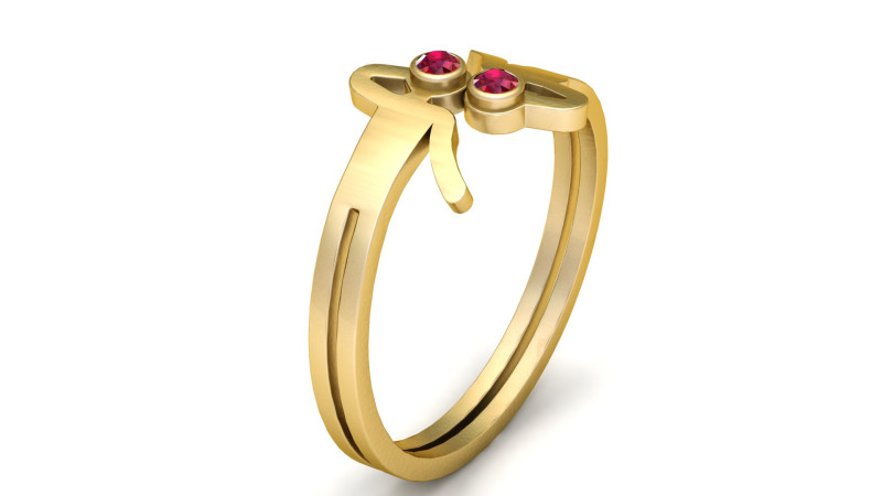 PRECIOUS SIMPLE GOLDEN RUBY RING 3D PRINTABLE MODEL 3Dモデル .c4d .max .obj .3ds .fbx .stl .blend 