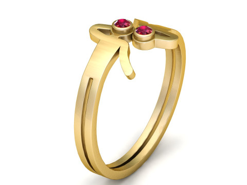 PRECIOUS SIMPLE GOLDEN RUBY RING 3D PRINTABLE MODEL 3D Model