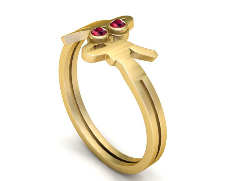 PRECIOUS SIMPLE GOLDEN RUBY RING 3D PRINTABLE MODEL 3Dモデル