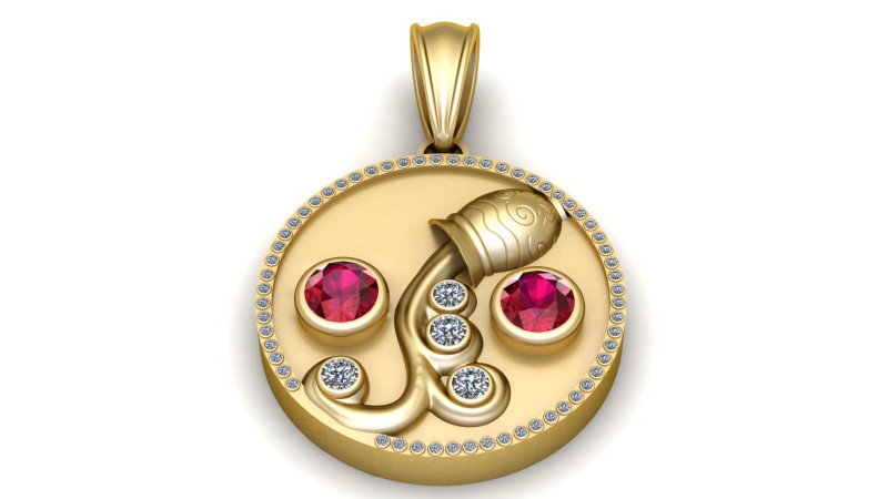 ZODIAC SIGN RUBY PENDANT 3D PRINTABLE MODEL 3D Model .c4d .max .obj .3ds .fbx .stl .blend 