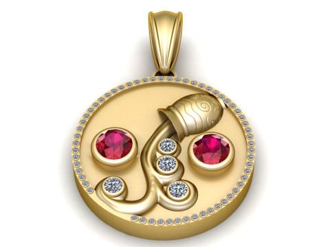 ZODIAC SIGN RUBY PENDANT 3D PRINTABLE MODEL 3D Model