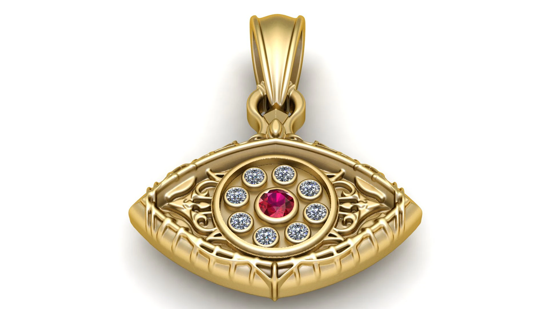 MENSELIJK OOG ONTWERP DIAMANT HANGER 3D PRINTBAAR MODEL 3D Model .c4d .max .obj .3ds .fbx .stl .blend 
