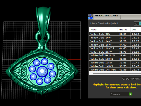HUMAN EYE DESIGN DIAMOND PENDANT 3D PRINTABLE MODEL 3D Model