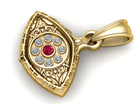 HUMAN EYE DESIGN DIAMOND PENDANT 3D PRINTABLE MODEL 3D Model