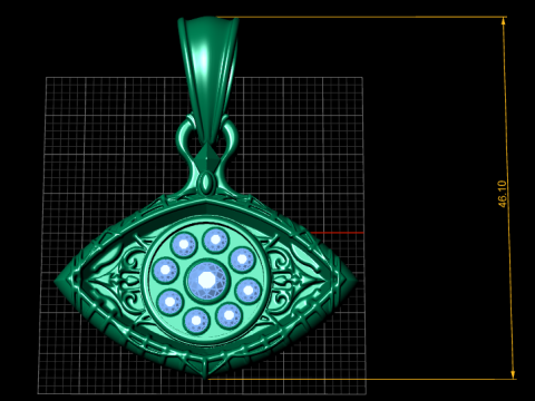 HUMAN EYE DESIGN DIAMOND PENDANT 3D PRINTABLE MODEL 3D Model