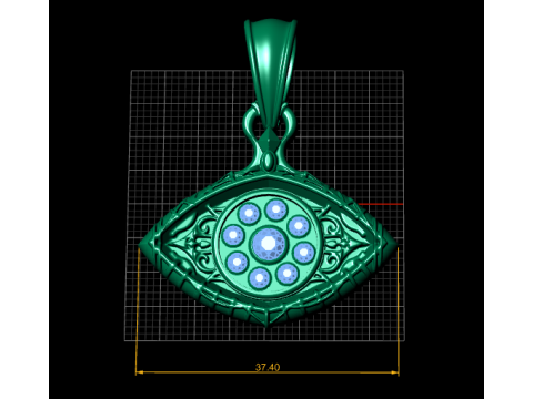 HUMAN EYE DESIGN DIAMOND PENDANT 3D PRINTABLE MODEL 3D Model