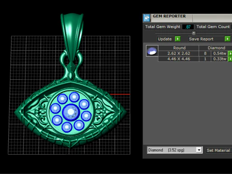MENSELIJK OOG ONTWERP DIAMANT HANGER 3D PRINTBAAR MODEL 3D Model