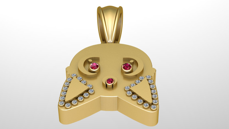 CARTOON GHOST GOLD PENDANT 3D PRINTABLE MODEL Modèle 3D .c4d .max .obj .3ds .fbx .stl .blend
