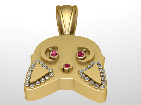 CARTOON GHOST GOLD PENDANT 3D PRINTABLE MODEL Modèle 3D