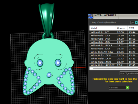 CARTOON GHOST GOLD PENDANT 3D PRINTABLE MODEL Modèle 3D