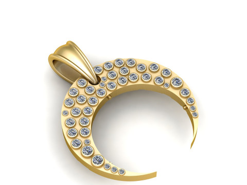 DIAMOND MOON PENDANT 3D PRINTABLE MODEL Model 3D