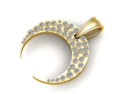 DIAMOND MOON PENDANT 3D PRINTABLE MODEL Model 3D