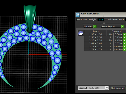 DIAMOND MOON PENDANT 3D PRINTABLE MODEL Model 3D